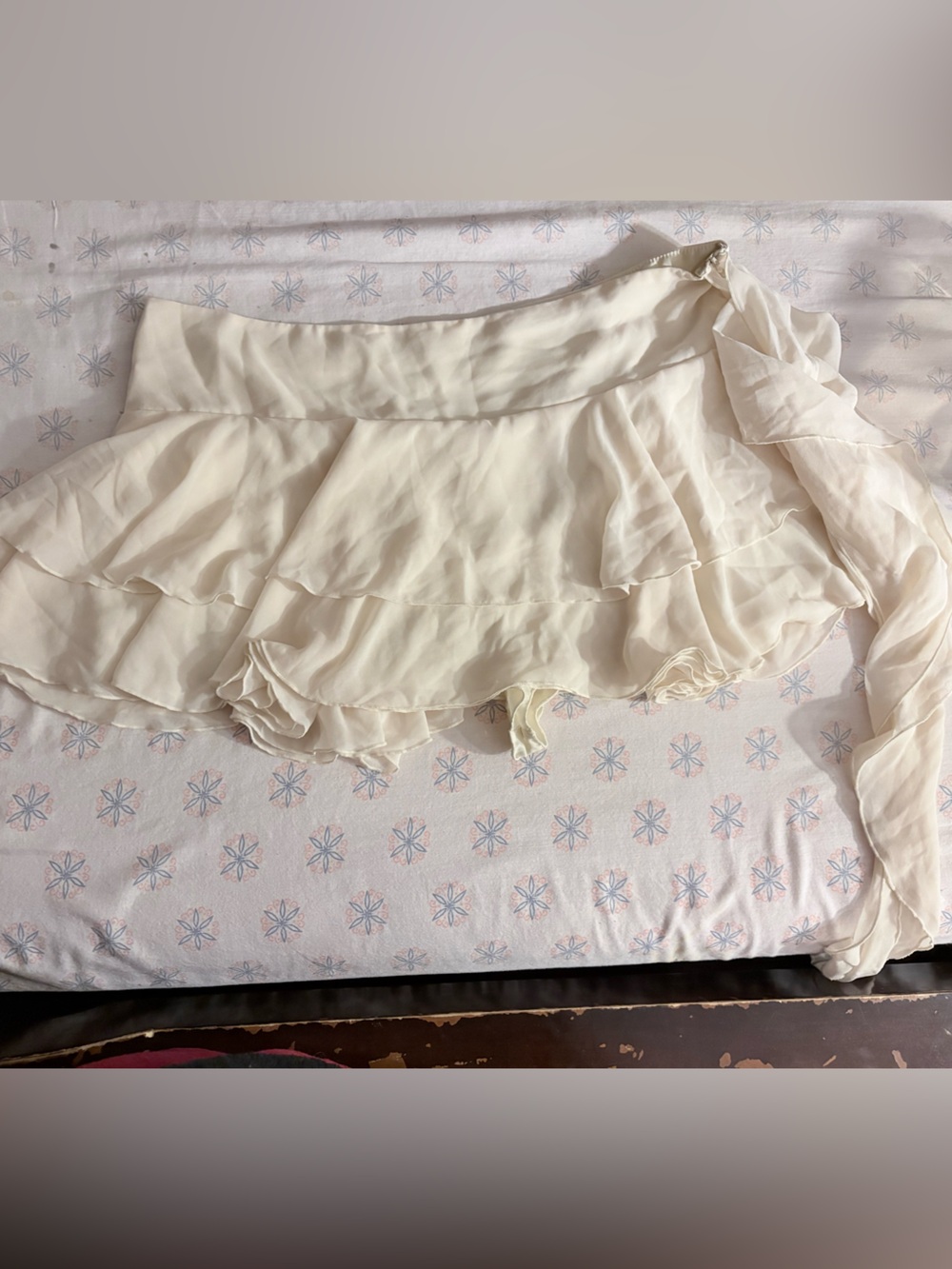 Zara Cream Layered Ruffle Skirt